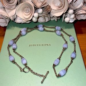 Judith Ripka Blue Agate and silver station necklace